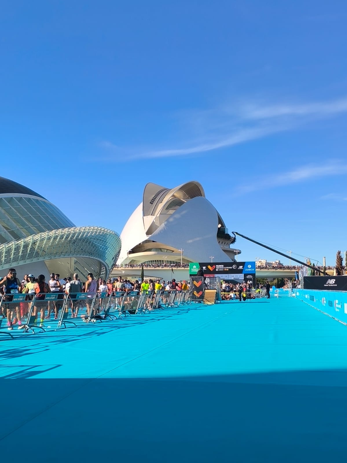 Finish line of the Valencia Marathon at the Ciudad de las Artes y las Ciencias