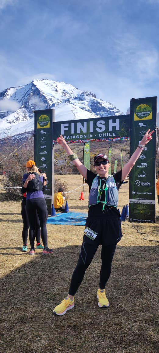 Finish line of the Patagonian International Marathon in Torres del Paine, Chilean Patagonia